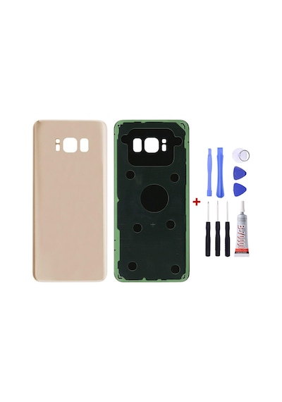 Samsung S8 Plus Gold Uyumlu Arka Cam Kapak Pil Kapağı Tamir Set B7000 Set Gold