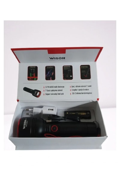 Wıson Ws-5572 20w Uzun Menzilli Şarjlı Metal El Feneri