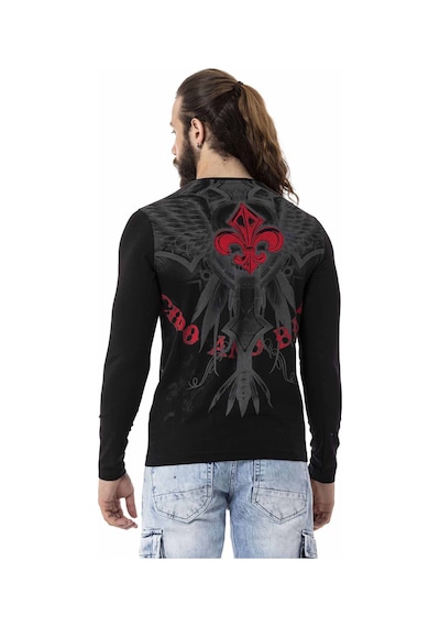 Cipo & Baxx CL522 Desenli Siyah İnce Sweatshirt Siyah