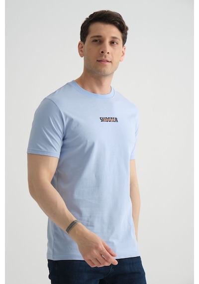 Shooter Sportwear Shooter Erkek T-shirt Minimal Baskılı Pamuklu Kumaş Standart Kalıp Bebe Mavisi