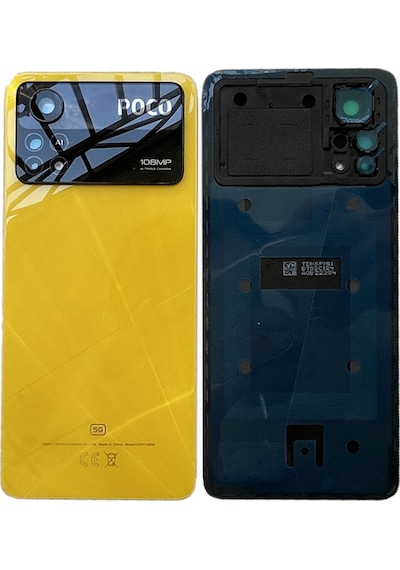 Xiaomi Poco X4 Pro Arka Pil Batarya Kapağı Cam Kamera Lensli 2201 - 022310000161-Sarı
