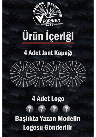 Fiat Bütün Modelleri İçin Uyumlu 15" İnç Gri-siyah 4 Adet Jant Kapağı Egea Linea Albea Punto Vb.