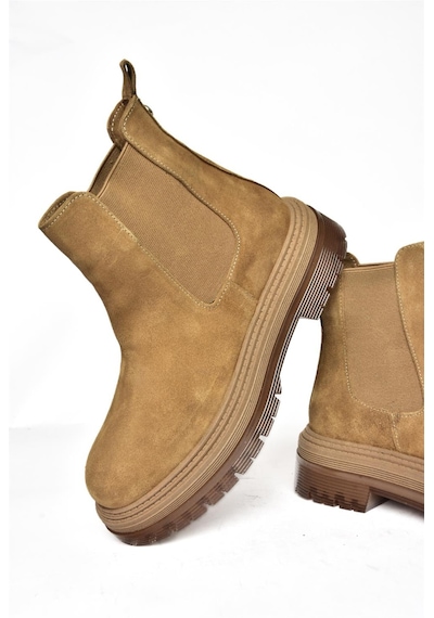 Fox Shoes R555235102 Taba Hakiki Deri Süet Kadın Bot Taba-Süet Taba