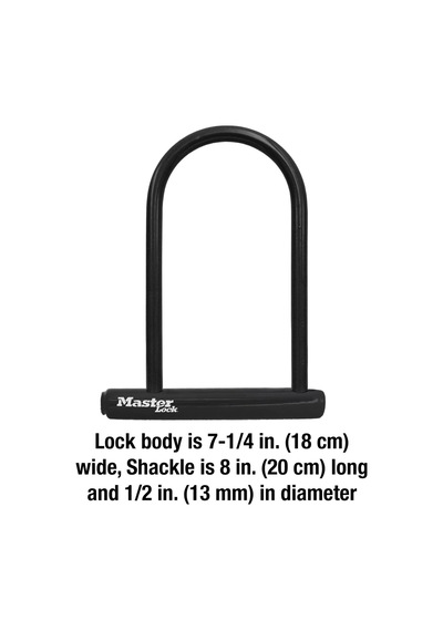 Master Lock 8320d Anahtarlı U-kilit, 7-1/4" X 8", Siyah