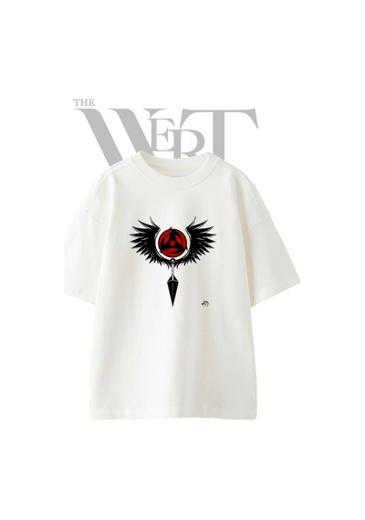 Thewert Naruto Sharingan Tasarım Baskılı Ünisex Beyaz Oversize T-shirt