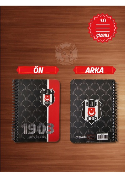 Bjk Beşiktaş Taraftar Not Defteri 72 Yaprak Çizgili Ödev Defteri Siyah
