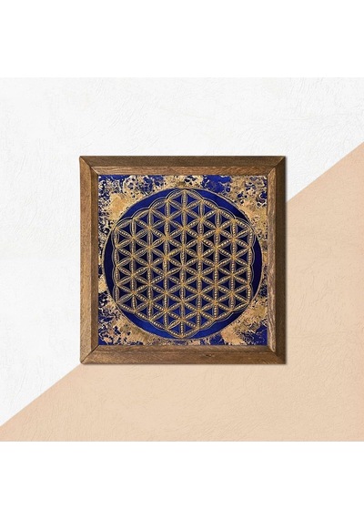 Pinecone Yaşam Çiçeği Taş Duvar Tablosu - Ahşap Çerçeveli Taş Tablo - 25x25 Cm - Dekoratif Duvar Sanatı - Modern Ev Ve Ofis Duvar Dekoru W1-173