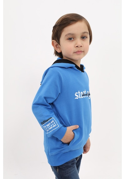 Toontoy Kids Toontoy Erkek Çocuk Relax Fit Kapüşonlu Cepli Baskılı Sweatshirt - 2 İplik Saks Toontoy Kids Toontoy Erkek Çocuk Relax Fit Kapüşonlu Cepli Baskılı Sweatshirt - 2 İplik Saks