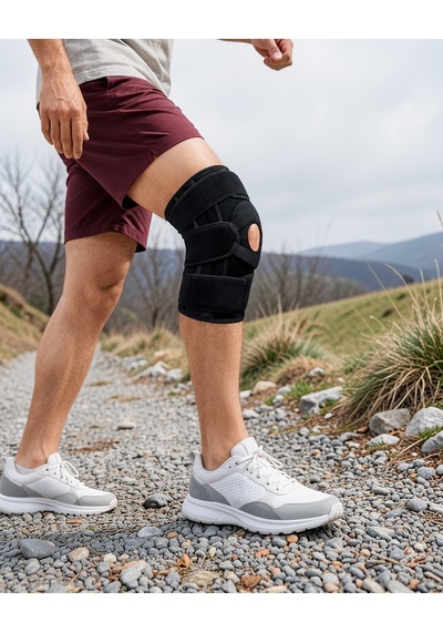 Dizlik Silikon Patella Destekli Ayarlanabilir Cırtlı Ligament Model Siyah