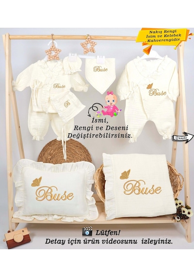 Gros Shop Yeni Doğan %100pamuk 4katlı Müslin Kumaş Hastane Çıkış Mevlüt Set Ekru