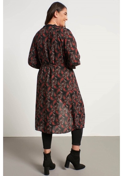 Myline Kadın Dantel Şerit Detay Uzun Kimono