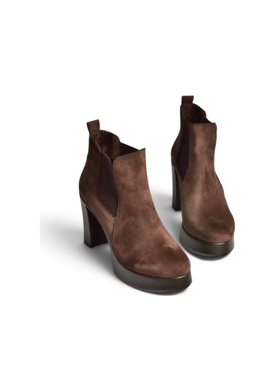 Fox Shoes Z996291502 Kahverengi Süet Kalın Topuklu Kadın Bot