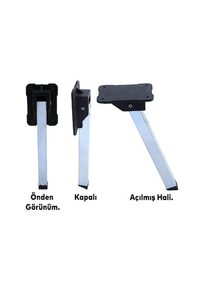 Badem10 Sofra Ayağı 25 Cm Metal Plastik Siyah Taban Katlanır Yer Sofrası Sini Altı Mobilya Ayak Sehpa Masa 6395751