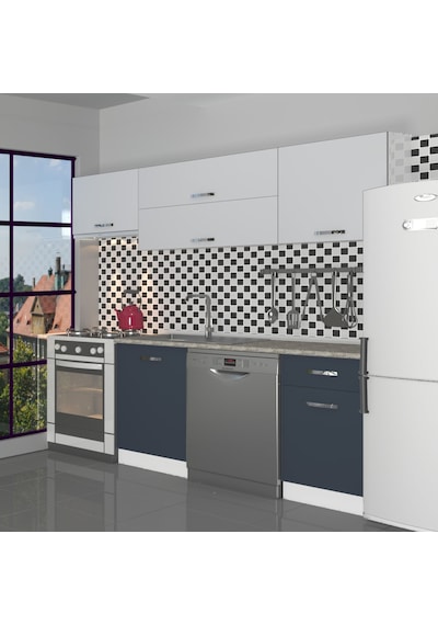 Decoraktiv Elite 220 Mdf Hazır Mutfak Dolabı - Tezgah Dahil - Antrasit - Buz Gri Diğer Decoraktiv Elite 220 Mdf Hazır Mutfak Dolabı - Tezgah Dahil - Antrasit - Buz Gri Diğer