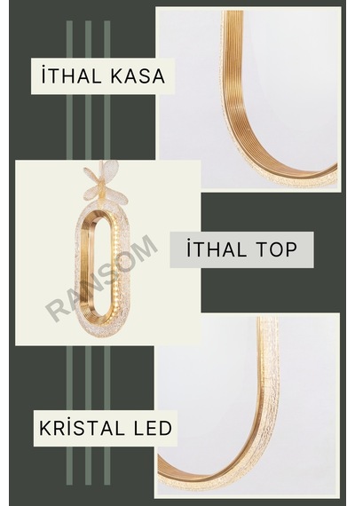 Ransom İthal Seri 3 Renk Kumandalı Elips Halka Led Avize Toplu Kelebekli Gold Kasa Koridor&oda Ledli Avize Rose Gold