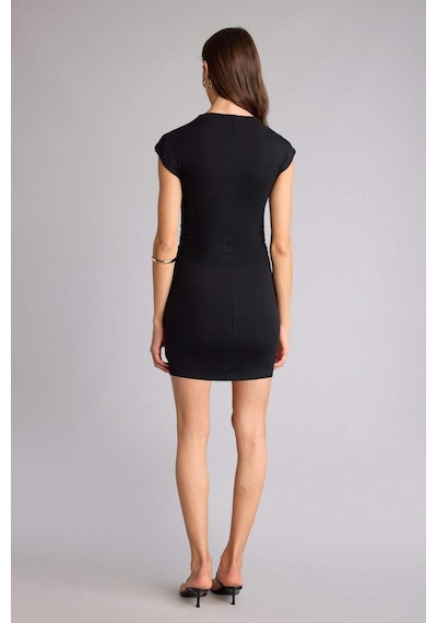 Defacto Bodycon Vücudu Saran Ribana Mini Elbise H5756ax26spbk81 Siyah-bk81