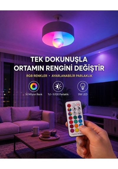 Kumanda Ve Telefon Kontrollü 2.4 Ghz Wi-fi Rgbw Akıllı Led Ampul 9 W Diğer