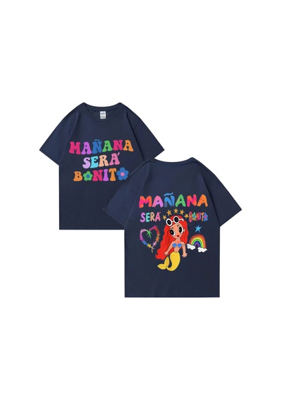 Flood Of Style Sıcak Satış Şarkıcı Karol G Müzik Albümü Manana Sera Bonito T Shirt Erkek Kadın Rahat Gr Lacivert