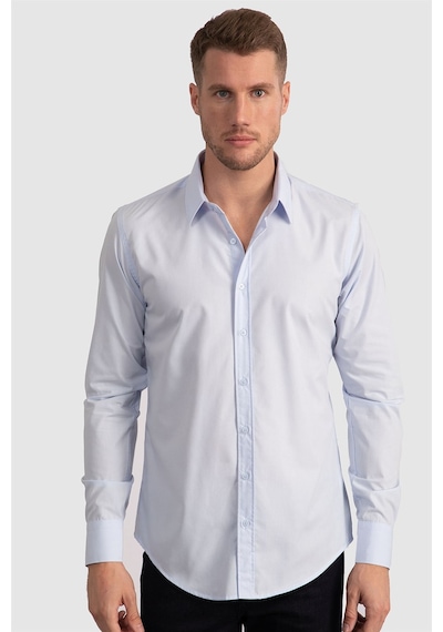 Tudors Slim Fit Dar Kesim Tery Cotton Erkek Gömlek-23408 Mavi Tudors Slim Fit Dar Kesim Tery Cotton Erkek Gömlek-23408 Mavi