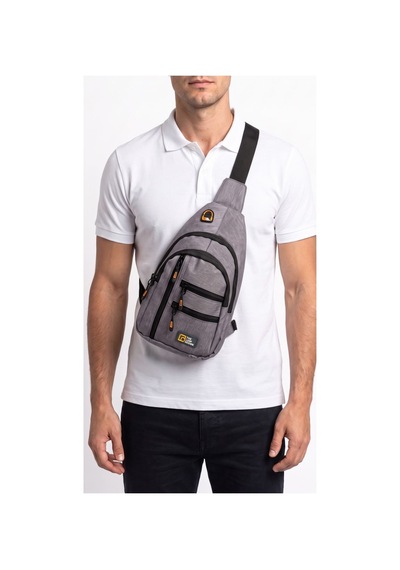The Loop Desing Unisex Çok Bölmeli Çapraz Ayarlanabilir Askılı Göğüs Omuz Çantası Gri