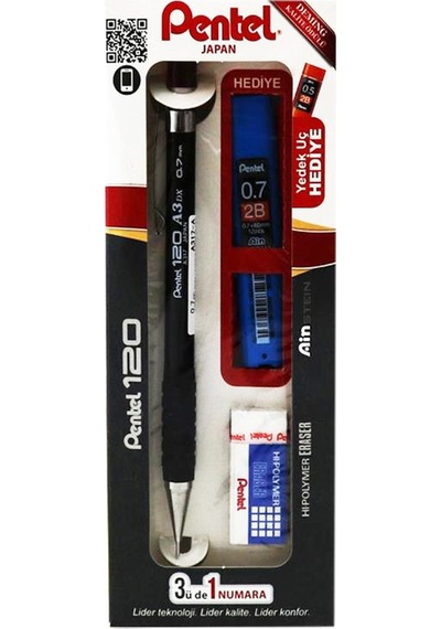 Pentel A315 Versatil Kalem 0.5mm+uç+silgi Seti Siyah