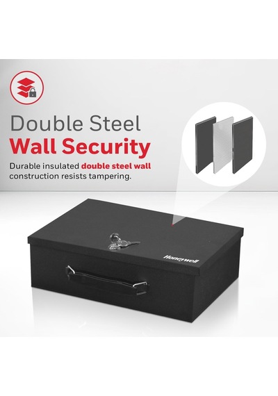 Honeywell Kasa &amp Kapı Kilitleri 6104 Yangına Dayanıklı Çelik Güvenlik Kasası, Tuş Kilidi, 0,17 Ayaklar, Siya