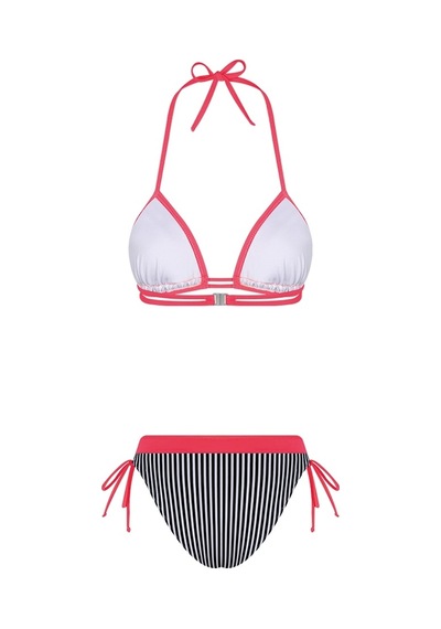 Bonesta Lanao Üçgen Neon Pembe Çizgili Bikini Takımı Pembe