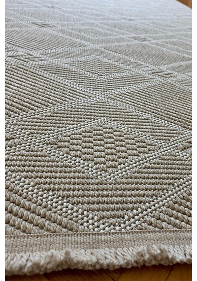 Leiva Home Lara 05 Krem Bej Sisal İskandinav Modern Kaymaz Taban Yumuşak Özel Ölçü Salon Koridor Halısı 0220-krem