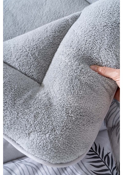 Rivaistanbul Gri Yaprak Loura Çift Kişilik Çift Taraflı Lüx Wellsoft Yorgan Seti 195x215 Cm Gri
