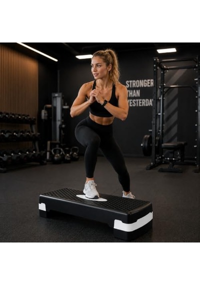 2 Kademeli Ayarlanabilir Step Tahtası, Kaymaz Yüzeyli Aerobik Fitness Kardiyo Egzersiz Platformu, Siyah Beyaz Ev Spor Stepper Tahtası, 10-14 Cm Yükseklik