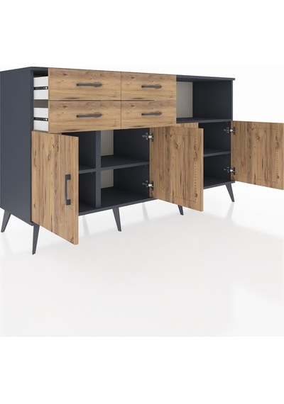 Kronos Konsol 4 Raflı 4 Çekmeceli 4 Kapaklı 176x59x99 Antrasit-ça Antrasit-çam Kronos Konsol 4 Raflı 4 Çekmeceli 4 Kapaklı 176x59x99 Antrasit-ça Antrasit-çam