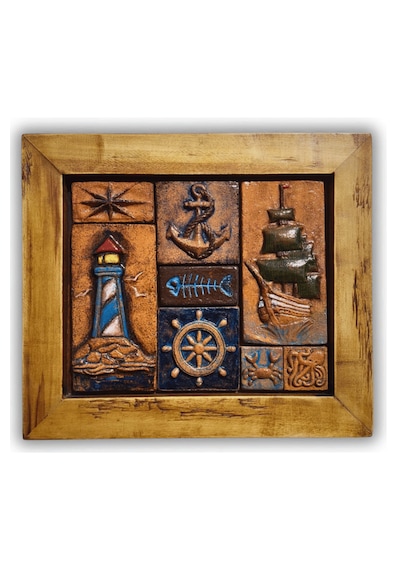 Akdeniz Marin Konsept El Yapımı Seramik Ahşap Duvar Panosu - Yazlık Ve Sahil Evi Dekoru 26x30 Cm Çerçeveli Akdeniz Marin Konsept El Yapımı Seramik Ahşap Duvar Panosu - Yazlık Ve Sahil Evi Dekoru 26x30 Cm Çerçeveli