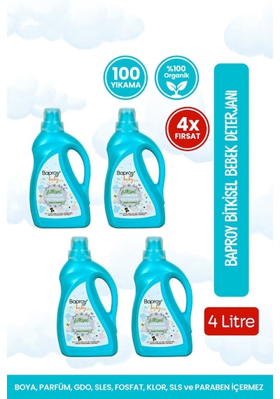 Baproy Bebekler Için Bitkisel Çamaşır Deterjanı 1l X 4 Adet