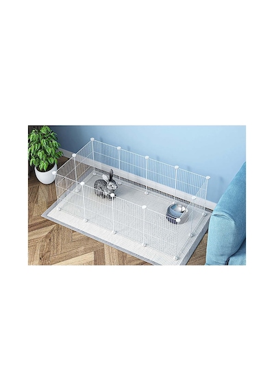12 Panel Metal Beyaz Renk Evcil Küçük Hayvan Kedi Köpek Kuş Evi Kafesi Oyun Parkı