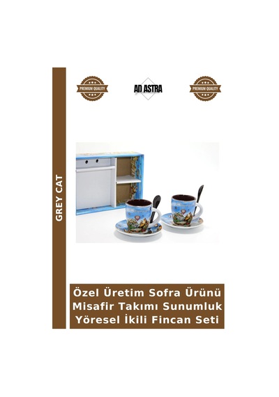 Özel Üretim Sofra Ürünü Misafir Takımı Sunumluk Yöresel İkili Fincan Seti Çok Renkli