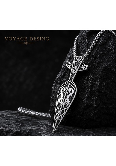 Paslanmaz Çelik Viking Mitolojisi Gungnir Kolye Odin'in Mızrağı Viking Kolye Antrasit