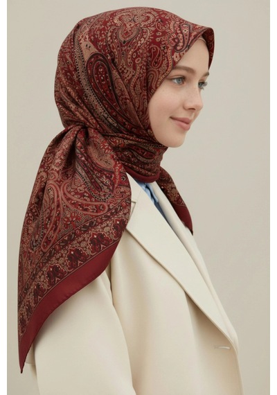 Premium Lux Original Etnik Desen Şal Vual İpek, 1. Sınıf, Hafif, Rahat, Şık, Tesettür Giyim Yeşil Siyah Bej Detay