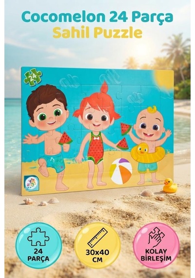 Coco-melon 24 Parça Sahil Puzzele Kolay Birleşim 24 Parça 30 Cm Renkli Öğretici Oyuncak Puzzle