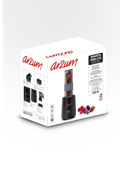 Arzum AR1191 Shake'N Take Lite Kişisel Blender 550W, 550 ml Taşınabilir Şişe, Buz Kırma Özellikli, Siyah