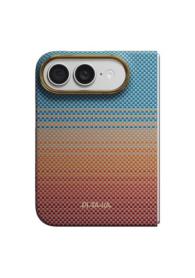 Apple Uyumlu iPhone Duo Kılıf M-safe Özellikli Aramid Fiber Pitaka Sunset 2.0 California Dream Mavi-kahverengi Mavi - Kahverengi