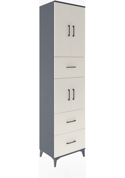Hyperion Dolap 3 Raflı 3 Çekmeceli 4 Kapaklı 60x44x243 Antras... Antrasit