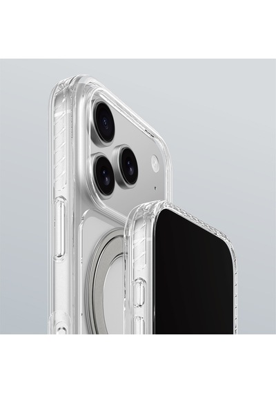 Apple Uyumlu iPhone 17 Pro  Kılıf M-safeli Airbag Standlı Amazingthing Titan Pro Magspin Kapak Şeffaf Şeffaf