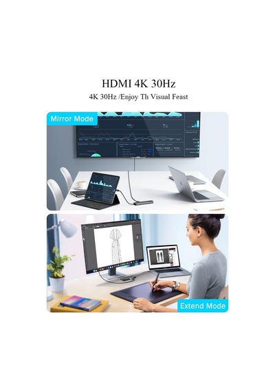 Lemorele Tc44 6 İn 1 Usb Type-c Hub Çoklayıcı, 4k 60hz Hdmı, Gigabit Ethernet, 100w Pd Şarj 2x Usb Çoğaltıcı