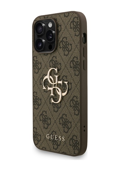 Apple iPhone 13 Pro Max Uyumlu Kılıf Guess Lisanslı Bilek Askı İpli Metal 4g Ve Yazı Logolu Kapak Kahveren
