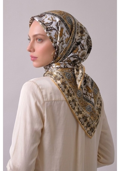 İpekçe Eşarp İp Rayon 100 100 Desenli- Sarı Sarı - Çok Renkli