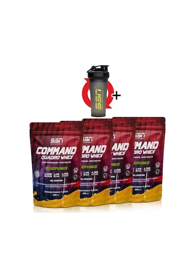 SSN Sports Style Nutrition Command Quadro Whey 1800 gr 60 Şase Muz Mango (15X4 DOYPACK) Kombinasyon