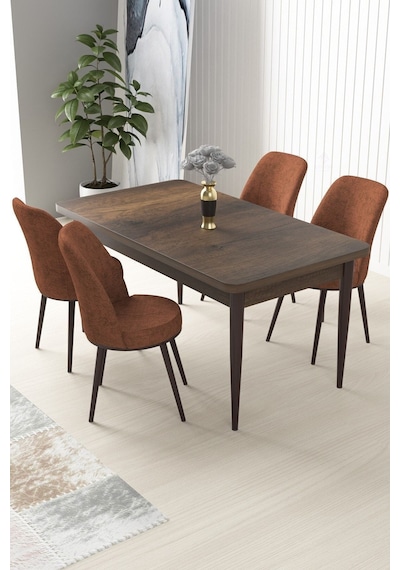 Canisa Nil Serisi 70x110 Sabit Barok Ahşap Desen Masa Takımı Ve 4 Kiremit Sandalye Masa Barok Ahşap Desenli Sandalyeler Kiremit Canisa Nil Serisi 70x110 Sabit Barok Ahşap Desen Masa Takımı Ve 4 Kiremit Sandalye Masa Barok Ahşap Desenli Sandalyeler Kiremit