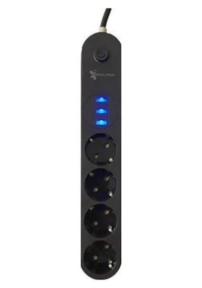 4lü Siyah Anahtarlı 3 Usb Li Akım Korumalı Topraklı Çocuk Korumalı Grup Priz 2 Metre
