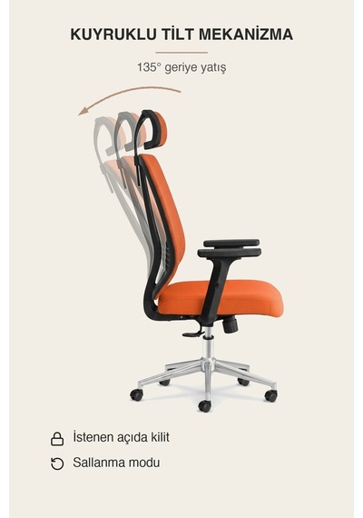 Upstyle Poyraz Başlıklı Fileli Ergonomik Çalışma Koltuğu Turuncu Krom Koltuk 66 125 65 Cm Upstyle Poyraz Başlıklı Fileli Ergonomik Çalışma Koltuğu Turuncu Krom Koltuk 66 125 65 Cm