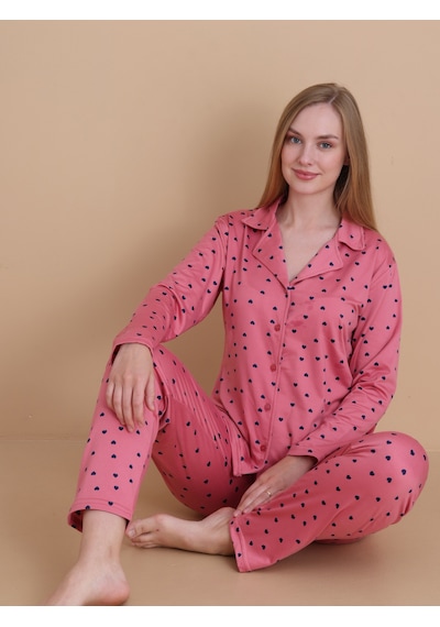 Wordex Mirano 9802 Şardonlu Soft Kışlık Puantiyeli Düğmeli Kadın Pijama Takımı Gül Kurusu Wordex Mirano 9802 Şardonlu Soft Kışlık Puantiyeli Düğmeli Kadın Pijama Takımı Gül Kurusu